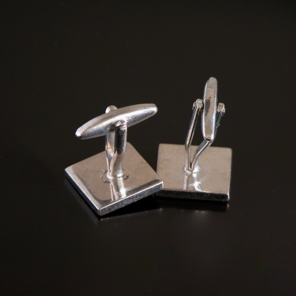 Multi-Colored Checkered Silver Tone Cufflinks - image 3